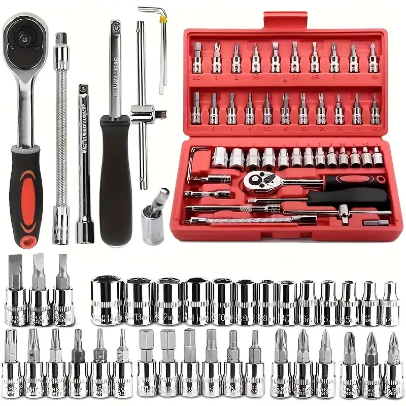 Workshop Tools Sale - ชุดเครื่องมือซ่อมรถยนต์ 46 ชิ้น สำหรับการบำรุงรักษารถยนต์ ชุดเครื่องมือซ่อมในรถสำหรับครอบครัว ขายจากโรงงาน