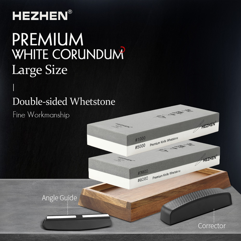 Sharpening Stone Whetstone - Hezhen หินลับมีดสำหรับใช้ในครัวที่เหลาหินลับมีดสำหรับงาน1000/5000 3000/8000พร้อมไกด์ทำมุม