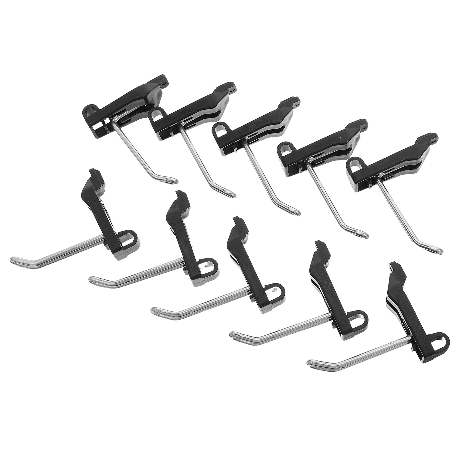 Workshop Tools Rack - ตะขอแขวนแบบมีรูสำหรับแผ่นเพ็กบอร์ดโลหะ 10 ชิ้น แข็งแรง ทนทาน สำหรับติดผนัง