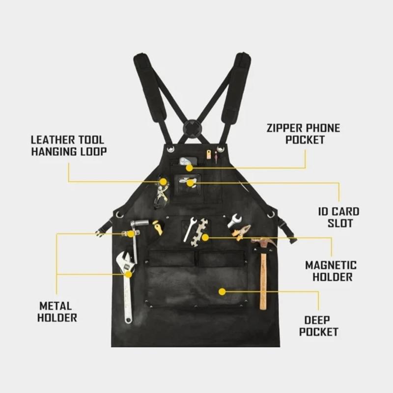 Workshop Tools Needed - E8BD ยูทิลิตี้ผ้ากันเปื้อนผ้าใบทำงานผ้ากันเปื้อนกระเป๋า Padding สบายสำหรับ Workshop