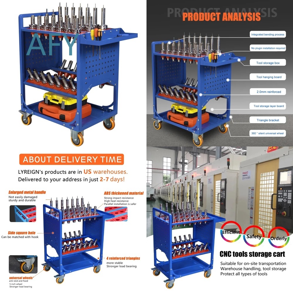 Workshop Tools Center - รถเข็นเก็บเครื่องมือ BT40 CAT40 สำหรับศูนย์เครื่องจักร CNC พร้อมล้อเลื่อน