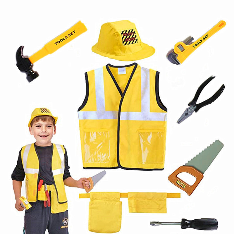 ชุดเสื้อกั๊กคนงานก่อสร้างสําหร - Tools Workshop Kids บทวิจารณ์และราคา